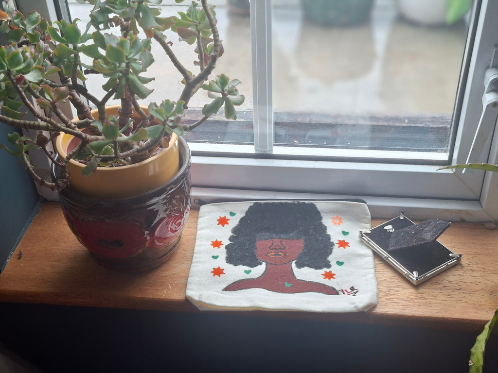 Caribbean girl, Hand Painted Canvas pouch