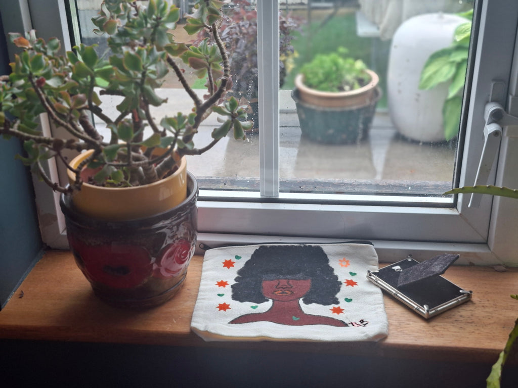 Caribbean girl, Hand Painted Canvas pouch