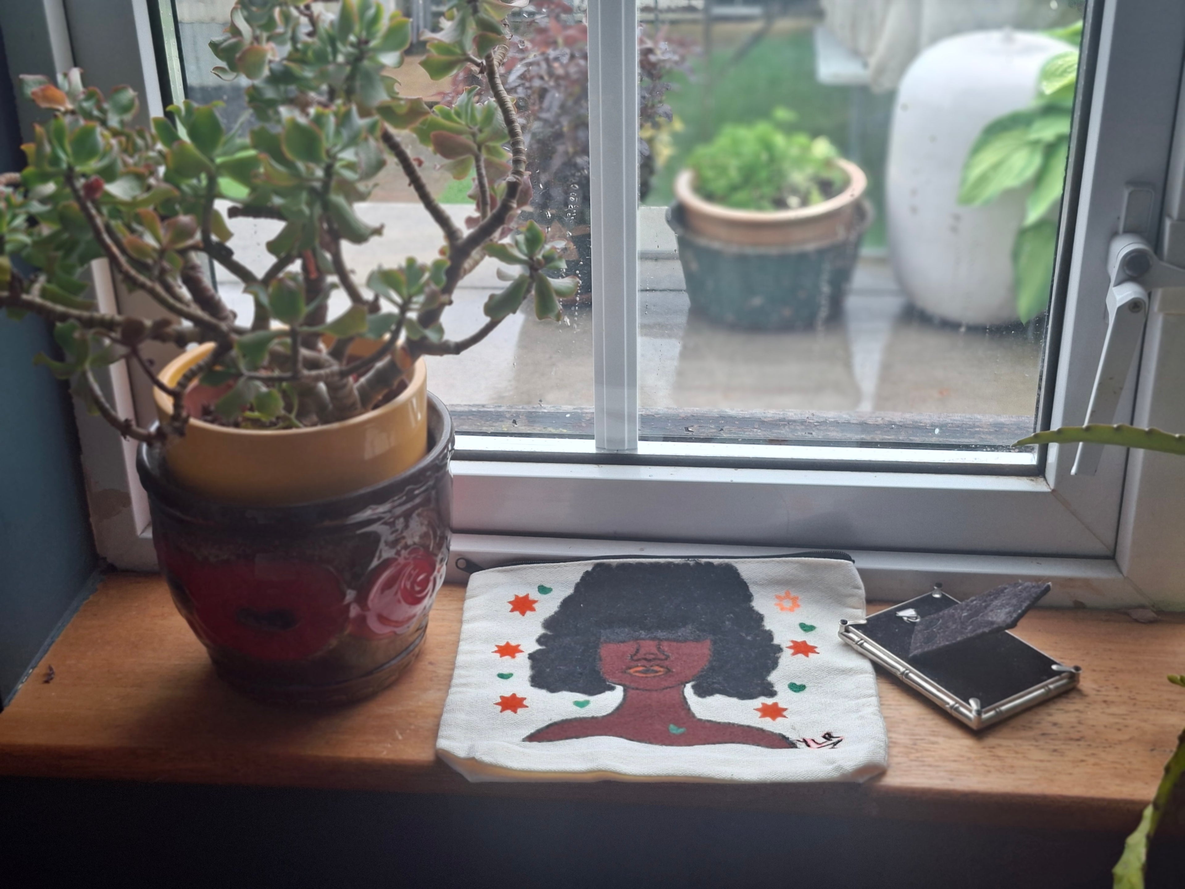 Caribbean girl, Hand Painted Canvas pouch